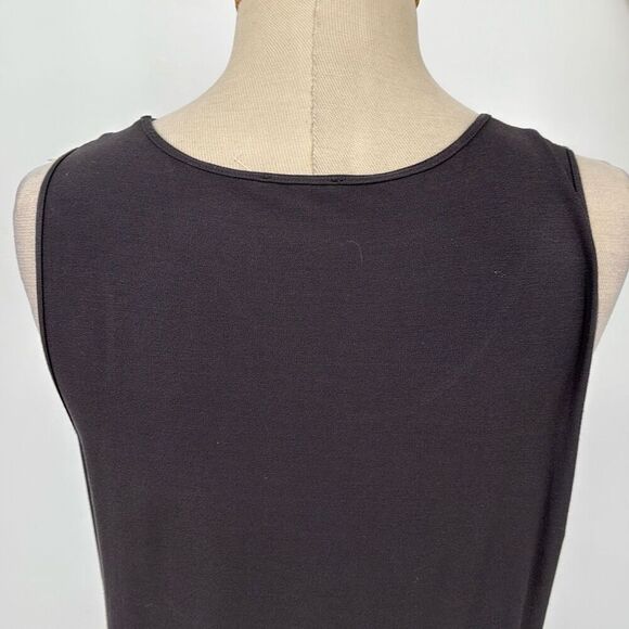 Eileen Fisher Jersey Viscose Scoop Neck Tank Shift Dress Dark Grey‎ M - Picture 2 of 12